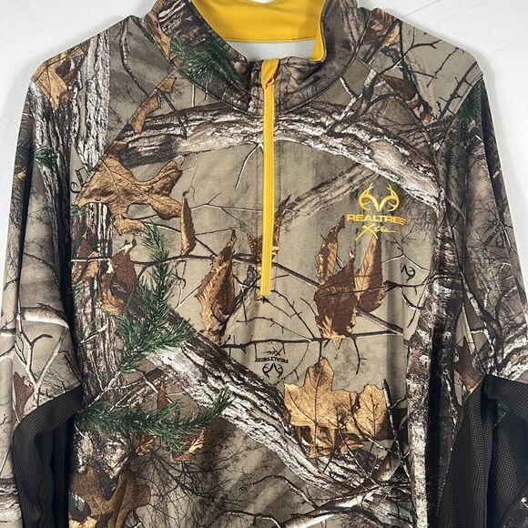 🔥 Camo REALTREE XTRA 1/4 ZIP Pullover Polyester/Spandex Sweatshirt - Sz XL -EUC - Picture 2 of 8